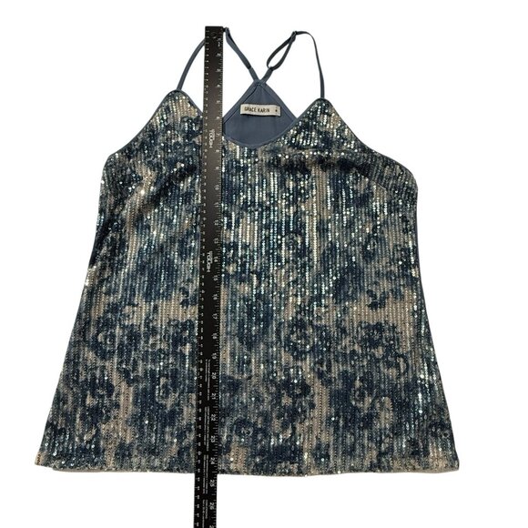 Fairycore‎ Sequins Tank Top Women’s Sz M Festival Blue Sparkle Shimmer - Picture 6 of 10